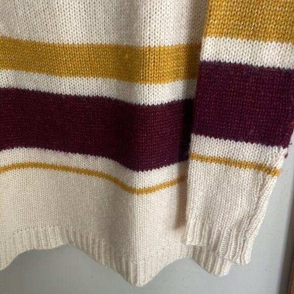 Sezane Burgundy and Cream Striped Sweater - Picture 5 of 16